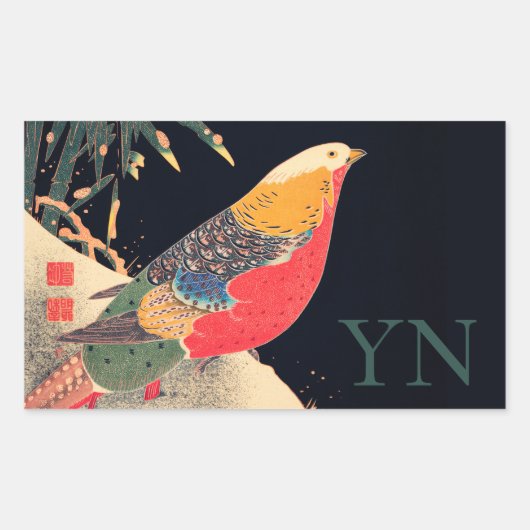 封筒用シールステッ日本のク： WOODBLOCK 長方形シール (正面)