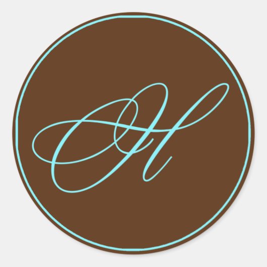 封筒用シールチョコレート及びブルーモノグラ結婚ムズ ラウンドシール (正面)