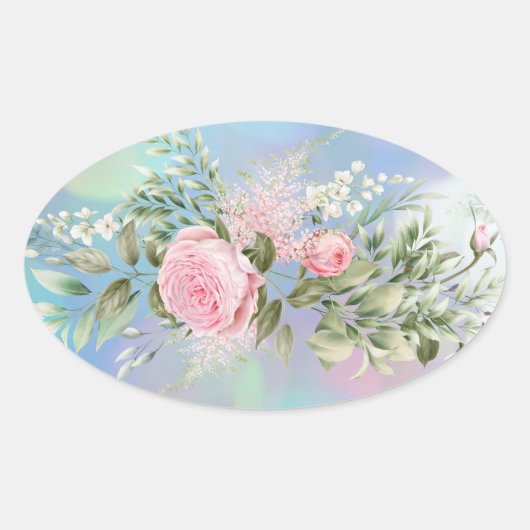 封筒用シールフラワースタンプ 楕円形シール (正面)