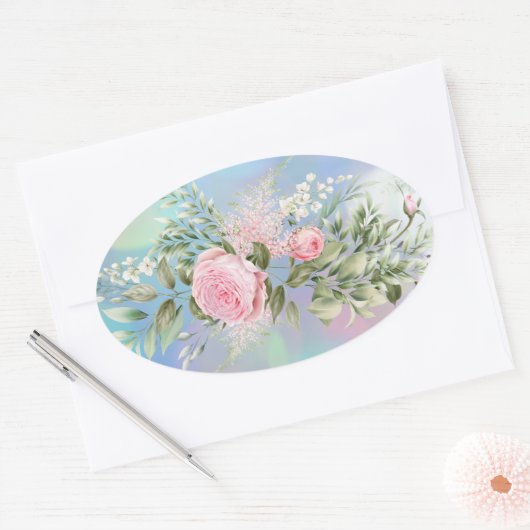 封筒用シールフラワースタンプ 楕円形シール (封筒)