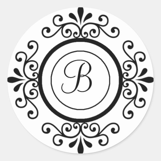 封筒用シールモノグラムB結婚の招待 ラウンドシール (正面)