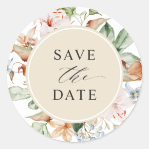 封筒用シール日付ベージュアーストーンを保存 ラウンドシール