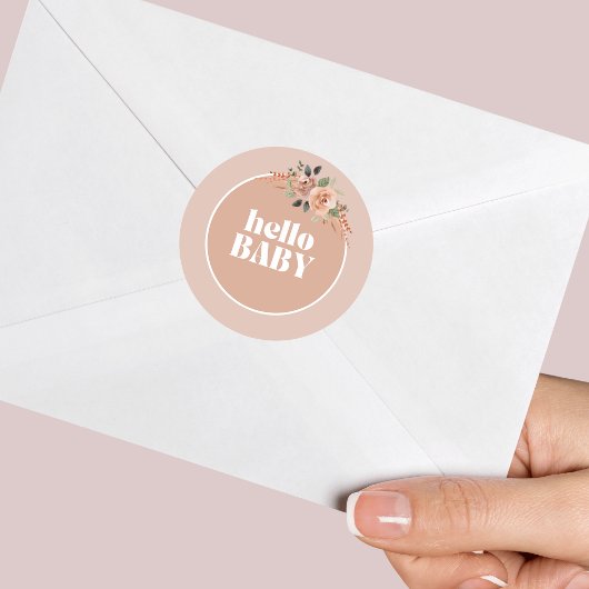 封筒用シール、ハローベビー、ベビーモダンシャワー ラウンドシール