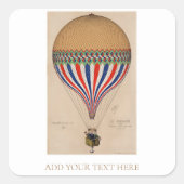 封筒用シール:ヴィンテージフランスの熱気球 スクエアシール (正面)