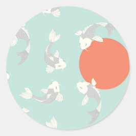 封筒用シール:日本のスタイル:コイ魚の柄 ラウンドシール