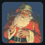 封筒用シール: VINTAGE CHRISTMAS ：サンタクロース スクエアシール<br><div class="desc">封筒用シールステッカー：ヴィンテージクリスマス：サンタクロース</div>
