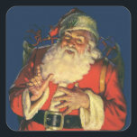 封筒用シール: VINTAGE CHRISTMAS ：サンタクロース スクエアシール<br><div class="desc">封筒用シールステッカー：ヴィンテージクリスマス：サンタクロース</div>