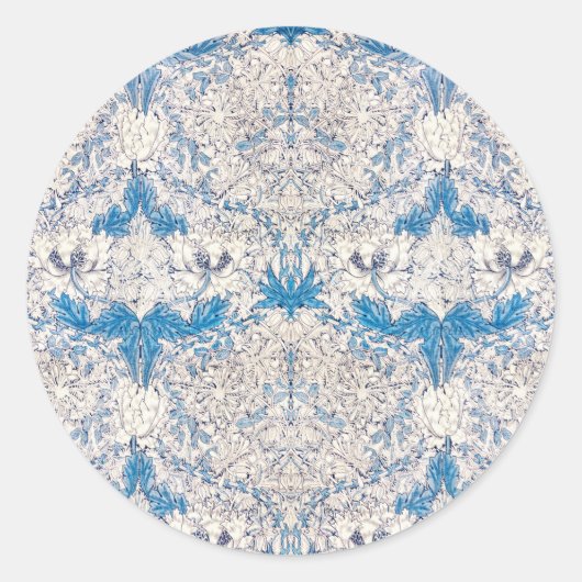 封筒用シール: WILLIAM MORRIS ：ブルーハニーサックル ラウンドシール (正面)