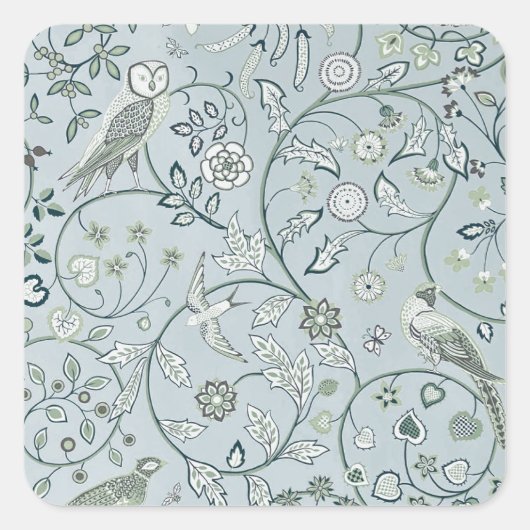 封筒用シール: WILLIAM MORRIS : OWL & PHEASANT スクエアシール (正面)