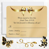 封筒素晴らし付き黒および金ゴールドのRSVPカード 招待状