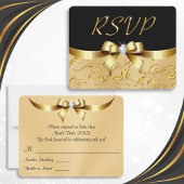 封筒素晴らし付き黒および金ゴールドのRSVPカード 招待状