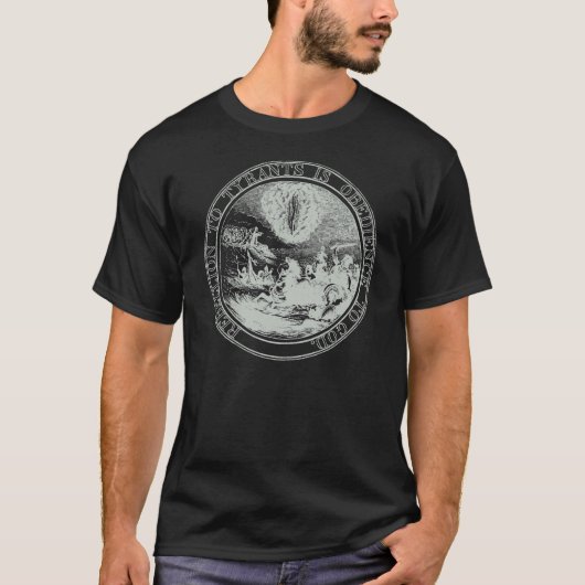 専制君主への暴動は神へ従順です Tシャツ (正面)