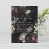 専用のダーク フローラル ウェディング 招待状 (スタンド正面)