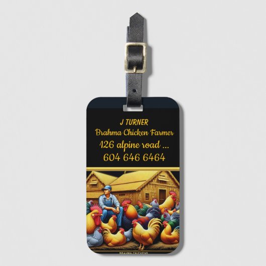 専用のブラーマチキン農家で作業アウトドア ラゲッジタグ (正面縦)
