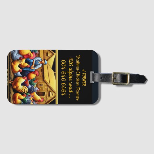 専用のブラーマチキン農家で作業アウトドア ラゲッジタグ (正面横)