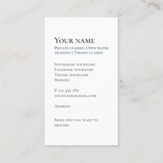 専用ジェットスキージースキューバダイビング名刺 名刺 (裏面)