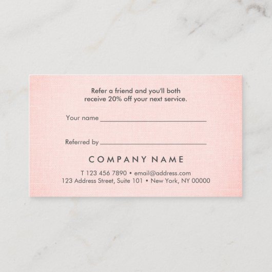 専門のきれいな最小主義の赤面の麻布の紹介 名刺 (裏面)