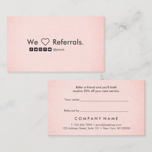 専門のきれいな最小主義の赤面の麻布の紹介 名刺 (正面/裏面)