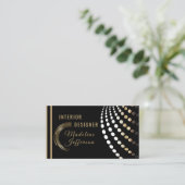 専門のインテリア・デザイナー-金ゴールドおよび黒 名刺 (スタンド正面)