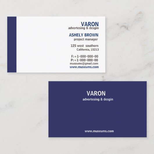 専門のエレガントでシンプルで青い名刺 名刺 (正面/裏面)