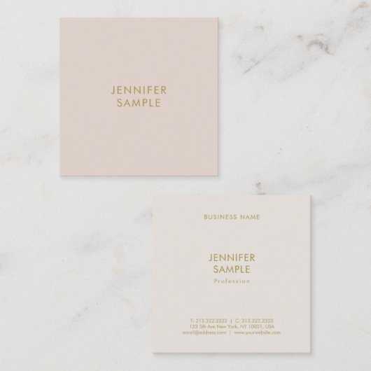 専門のエレガントでシンプルなテンプレートのモダンの贅沢 スクエア名刺 (正面/裏面)