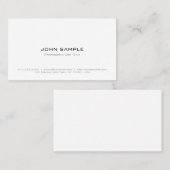専門のエレガントでモダンでシンプルな白 名刺 (正面/裏面)
