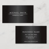 専門のエレガントでモダンで明白な金属の黒 名刺 (正面/裏面)