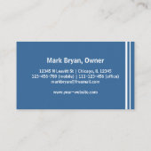 専門のエレガントでモダンで青いシンプル 名刺 (裏面)