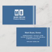 専門のエレガントでモダンで青いシンプル 名刺 (正面/裏面)