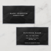 専門のエレガントでモダンで黒い多角形カード 名刺 (正面/裏面)