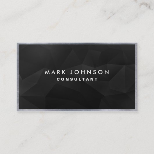 専門のエレガントでモダンで黒い多角形カード 名刺 (正面)