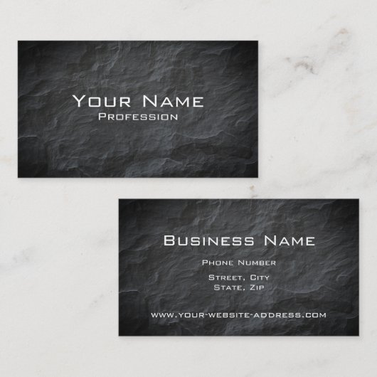 専門のエレガントでモダンで黒い石板の石 名刺 (正面/裏面)