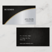 専門のエレガントでモダンで黒い銀製の金ゴールド 名刺 (正面/裏面)