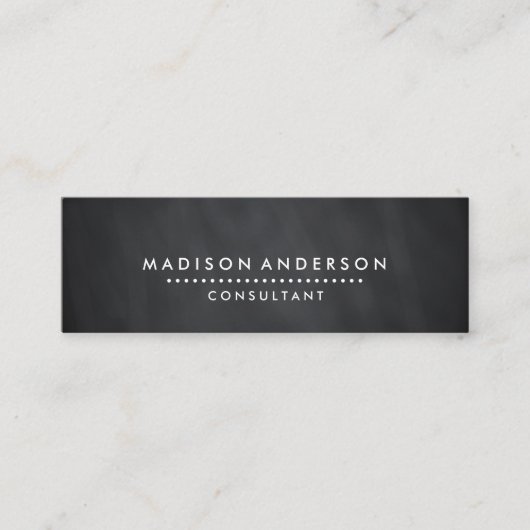 専門のエレガントでモダンで黒い黒板 スキニー名刺 (正面)