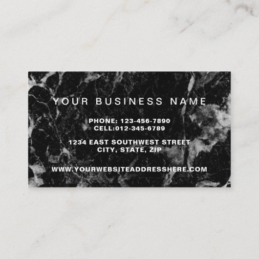 専門のエレガントでモダンで黒く明白な大理石 名刺 (裏面)