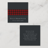 専門のエレガントでモダンなスコットランドのタータンチェックの黒 スクエア名刺 (正面/裏面)