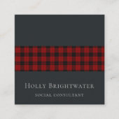 専門のエレガントでモダンなスコットランドのタータンチェックの黒 スクエア名刺 (正面)