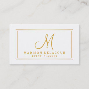 専門のエレガントでモダンなモノグラムの金ゴールド及び白 名刺