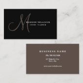 専門のエレガントでモダンなモノグラムの黒及び白 名刺 (正面/裏面)