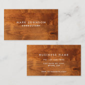 専門のエレガントでモダンな木製カード 名刺 (正面/裏面)