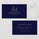 専門のエレガントでモダンな濃紺のシンプル 名刺 (正面/裏面)