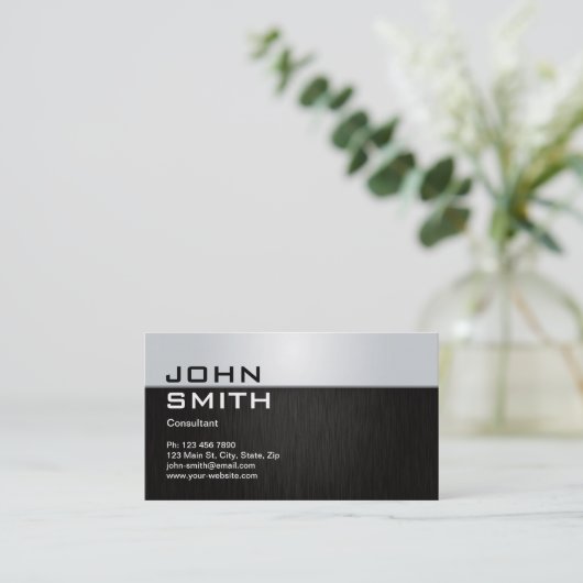 専門のエレガントでモダンな金属コンピュータ修理 名刺 (スタンド正面)