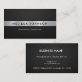 専門のエレガントでモダンな黒いおよび銀製 名刺 (正面/裏面)