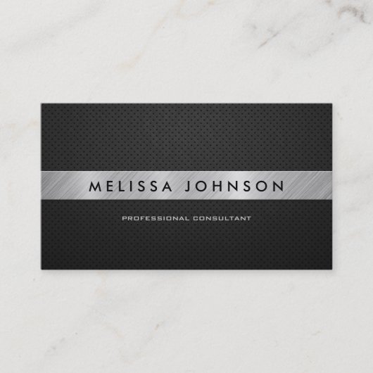 専門のエレガントでモダンな黒いおよび銀製 名刺 (正面)