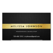 専門のエレガントでモダンな黒および金ゴールド マグネット名刺 (正面)