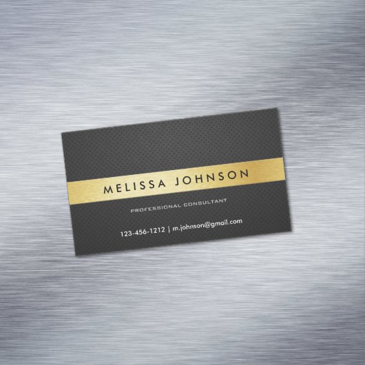専門のエレガントでモダンな黒および金ゴールド マグネット名刺 (インサイチュ)