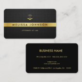 専門のエレガントでモダンな黒及び金ゴールドの弁護士 名刺 (正面/裏面)