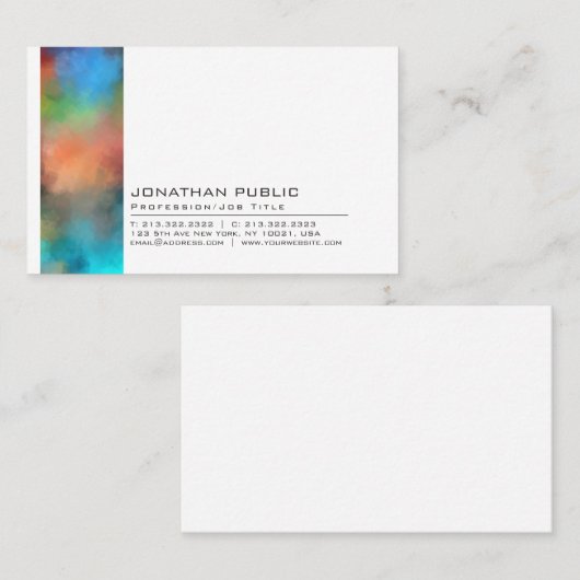 専門のエレガントで創造的な抽象美術の平野 名刺 (正面/裏面)