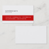 専門のエレガントで明白でシンプルな赤と白 名刺 (正面/裏面)