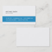 専門のエレガントで明白でシンプルな青および白い 名刺 (正面/裏面)